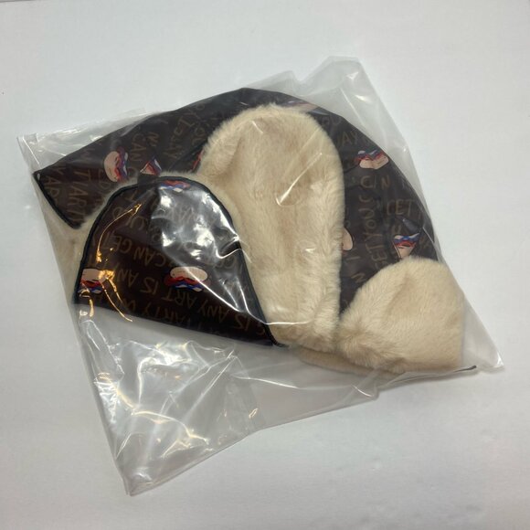 Happy Nocnoc Faux Fur Trapper Hat – Brown Cartoon Print – Size 58cm - Picture 8 of 8